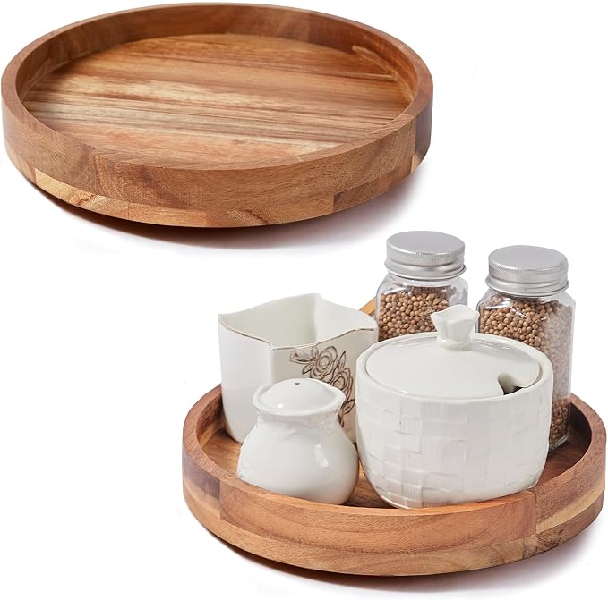 [2 Pack]12" Wood Lazy Susan Organizer for Cabinet,Lazy Susan for Countertop