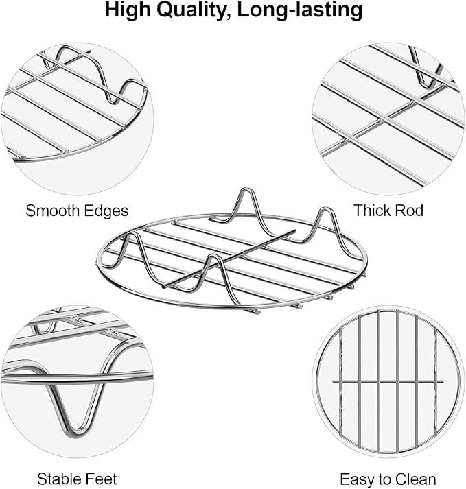 Instant Pot Trivet Rack - Steamer Rack, 7 Inch, for 3/6/8 Qt Cooker | Stable 7 Inch Fit, 304 Stainless Steel, for 3/6/8 Qt Pressure Cooker, Steaming, Cooling, Canning, Dutch Oven, Multi-Use Rack
