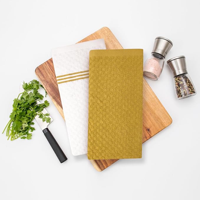 Infinitee Xclusives Kitchen Towels - 6 Pack - Cotton Dish Towel |15" x 25"| | 100% Cotton, Highly Absorbent Tea Towels - Lint Free, Soft, Durable & Quick Dry, Ideal for Drying Dishes & Kitchen Cleaning