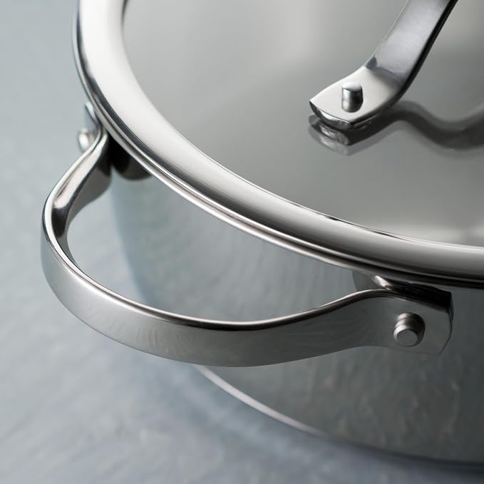 Tramontina Tempo Tri-Ply Base Stainless Steel 4-Qt Large Sauce Pan with Lid | Induction-Ready Saucepan, Oven-Safe, Dishwasher-Safe