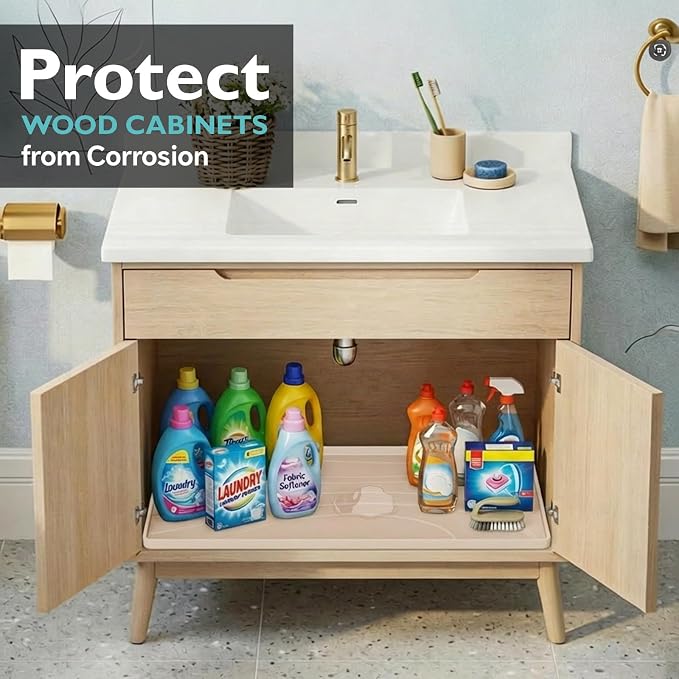 Under Sink Mat 22" x 19", Silicone Under Sink Liner for Kitchen and Bathroom, Waterproof Cabinet Protector Drip Tray, Protects Cabinets from Leaks and Spills