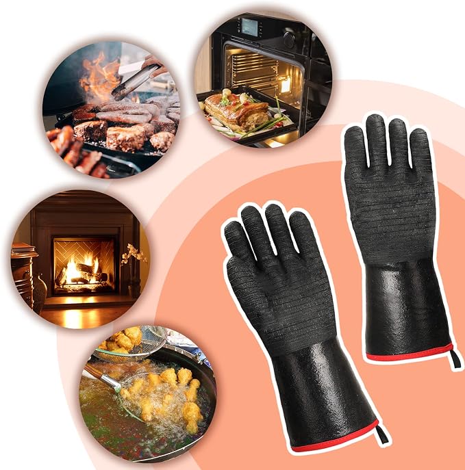 Schwer Heat Resistant BBQ Glove for Oven & Fryer Smoker, CR8000, 14inch | 932°F Thermal Insulation, Waterproof Oil Dirt resistant, Used for Kitchen Cooking Baking