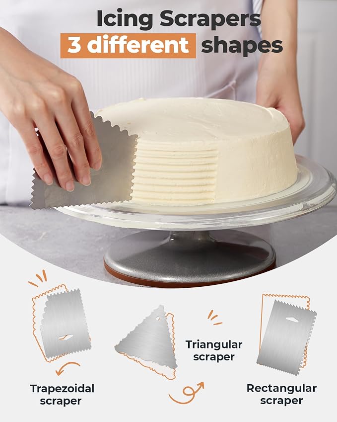 Kootek 35 Aluminum Cake Decorating Kit, Baking Tools for Beginners & Pros | Starter Kit, Baking Supplies Tools with Cake Stand Turntable for Decorating, 24 Icing Piping Tips, 2 Spatulas, 2 Piping Bags