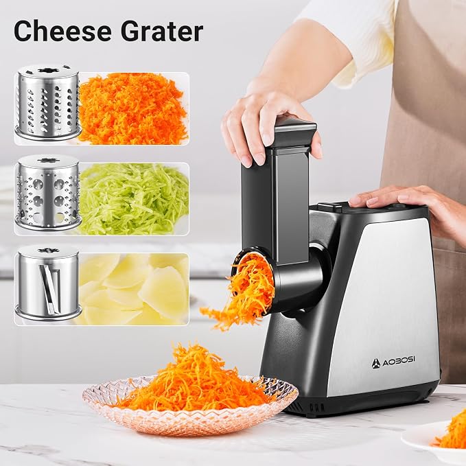 AAOBOSI Meat Grinder Electric, [2800W Max] Meat Grinder, Cheese Grater, Sausage Maker & Kibbe Kit for Home Use