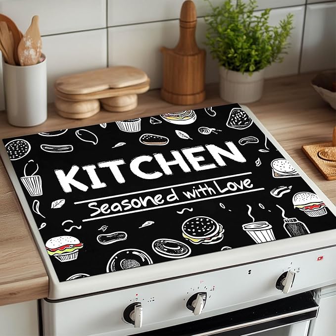 HOMETITUTE Kitchen Seasoned with Love Stove Cover 28x20 Diatomite Mat