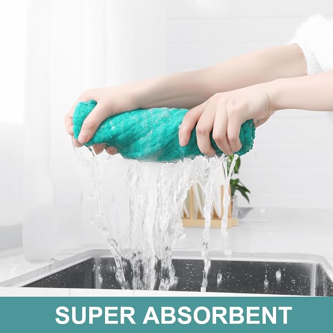 Homaxy Large Premium Cotton Kitchen Towels 16"x 28", 8 Pack, Aqua | Natural Ring Spun 390 GSM Dish Towels, Super Absorbent Terry Kitchen Hand Towels, Soft Tea Towels with Hanging Loop