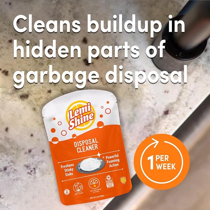 Lemi Shine Garbage Disposal Cleaner and Deodorizer Powered By Citric Acid | Foam Cleaner For Kitchen Garbage Disposal with a Natural, Fresh Lemon Scent (2 Count) (Pack of 3)