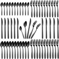 Hunnycook 60-Piece Black Silverware Set - Stainless Steel Silverware Set for 12, Includes Forks Spoons and Knives, Utensil Sets for Home Kitchen Restaurant, Dishwasher Safe