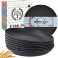 Dinner Plates Set of 8 Alternative for Plastic Plates Microwave and Dishwasher Safe Wheat Straw Plates for Kitchen Unbreakable Plate Set (Black, 10 inch)