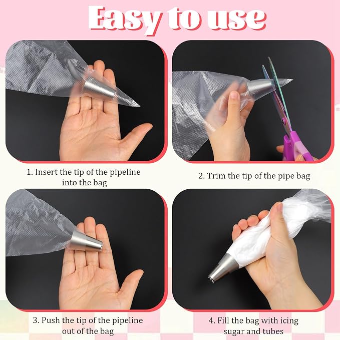 55pcs Grass Piping Nozzles and Bags Set, 2 Pastry Bag Ties, Grass Piping Tip Stainless Steel Icing Tips for Frosting Cupcakes Decoration DIY Baking Supplies