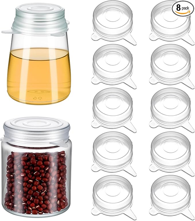 10 Pcs Silicone Stretch Lids, 2 Inch Reusable Jar Lids | for Jars Bottles Small Yogurt Jars Milk Bottles Cans, Leakproof Elastic Caps for Food Storage