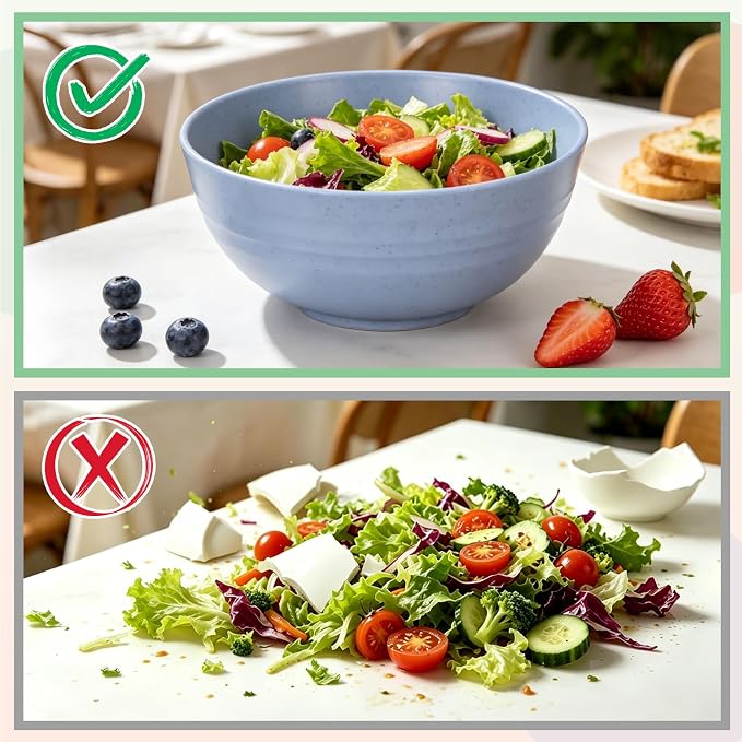DUOLUV Unbreakable Cereal Bowls - Wheat Straw Fiber Lightweight Bowl Sets 4 - Dishwasher & Microwave Safe - for,Rice,Soup Bowls (24 OZ)