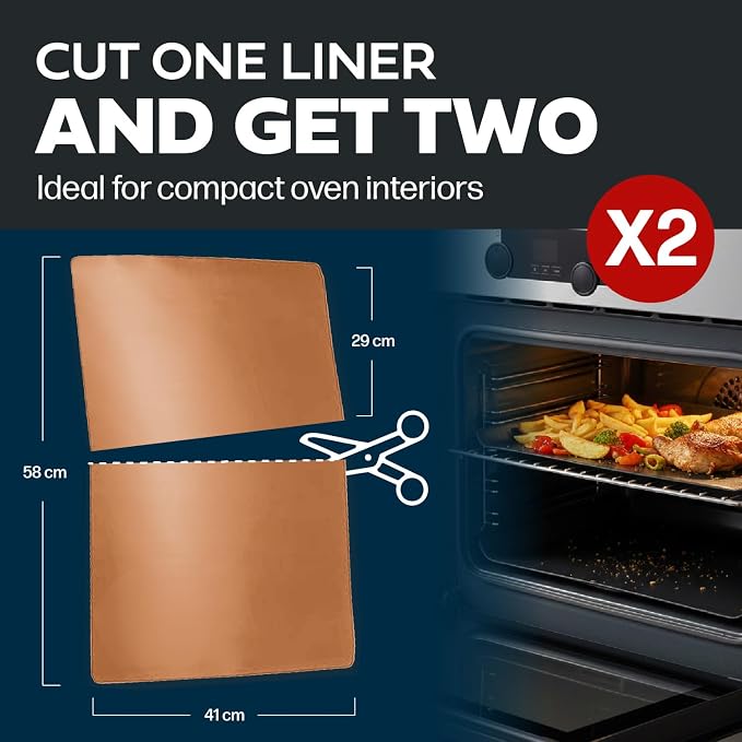 Cooks Innovations Non-Stick Oven Liner 2 Pack BPA-Free Heat Resistant Mat | Convection, Electric, Gas & Microwave Ovens | PFOA Free | Baking Mat