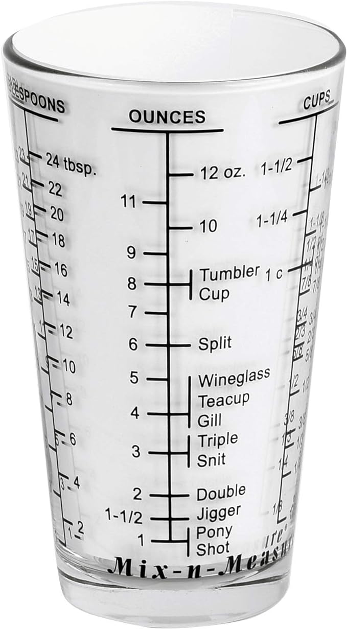 Kolder 26100 Mix N Measure Glass, Heavy Glass, Multi-Purpose Liquid and Dry Measuring Cup