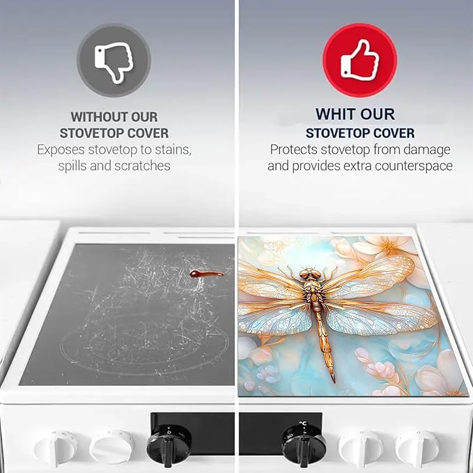 HOMETITUTE Dragonfly Stove Top Cover 28x20 Diatomite Heat Resistant Mat