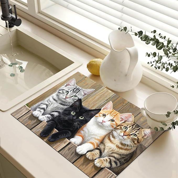 HOMETITUTE Stove Top Cover 28x20 Cute Cat Pet Diatomite Heat Resistant Mat