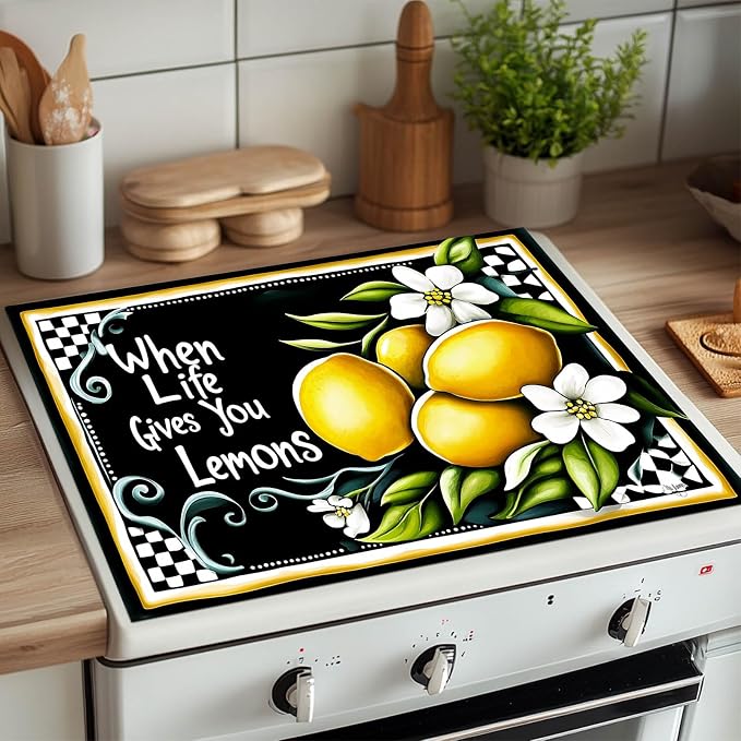 HOMETITUTE Lemons Stove Top Cover 28x20 Diatomite Heat Resistant Mat