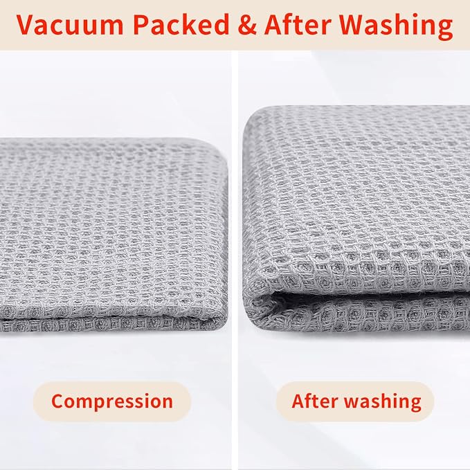Homaxy 100% Cotton Waffle Weave Kitchen Dish Cloths, 4-Pack, Light Gray | 12 x 12 Inches, Ultra Soft Absorbent Dish Towels, Quick Drying Dish Rags with Hanging Loop