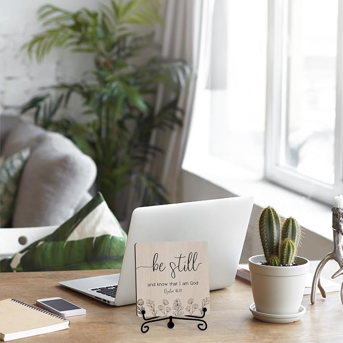 Home Decor, Farmhouse Be Still And Know That I Am God Shelf Decor For Living Room, Christian Gifts For Women Men, Entryway Tv Stand Fireplace Mantle Coffee Table Decoration (Still-15)