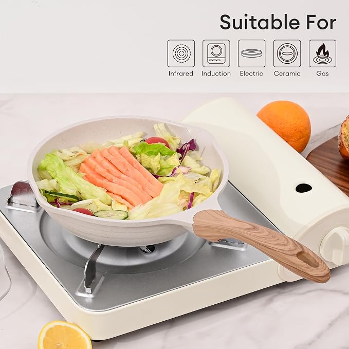 JEETEE 11 Inch Nonstick Frying Pan Skillet with Dual Spouts Cooking Pan | All Stove Compatible Easy-Clean, Even Heating, PFOA Free, Cool Ergonomic Handle, Non Stick Fry Pan for Omlet Steak Fish,Grey