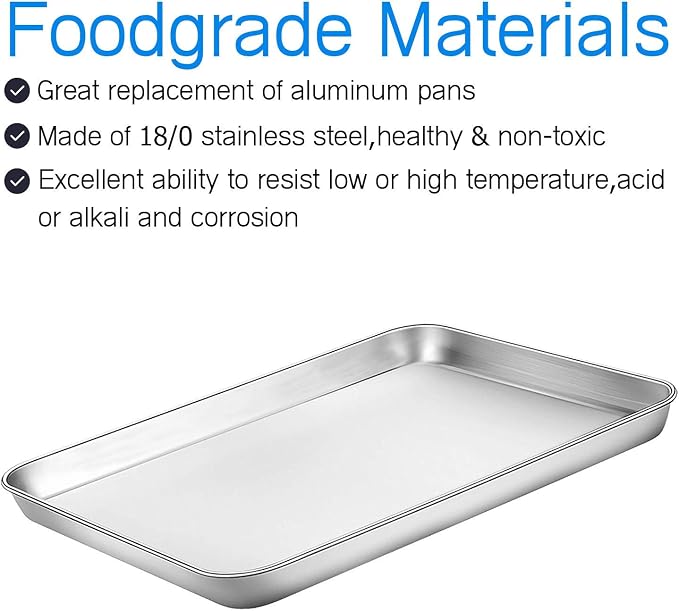 Cookie Sheet and Cooling Rack Set, 16 inch Stainless Steel Baking Pan with a Rack, Professional Bakeware, Healthy & Non-toxic & Rustproof & Easy Clean & Dishwasher Safe