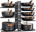 MUDEELA 8-Tier Lightweight Pots and Pans Organizer under Cabinet, 14.55" H | 3 DIY Methods, Adjustable pot rack, Fits 6"-11" pots and pans, Pot lid organizer inside cabinet, Kitchen storage