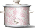COOK WITH COLOR 2QT Mini Electric Round Slow Cooker - Adjustable Settings, Removable Stoneware Pot, Tempered Glass Lid, Dishwasher Safe, Cool-Touch Side Handles, Floral Pink