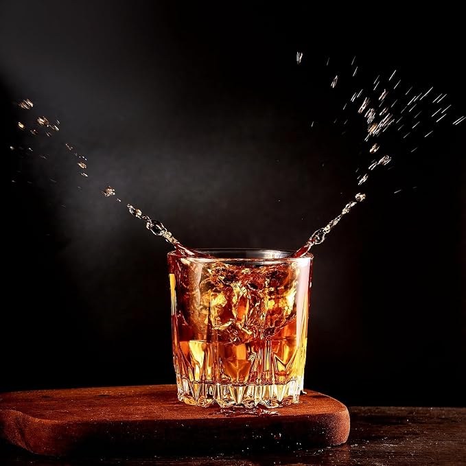 GLASKEY Whiskey Glasses Set of 4,Lead-Free Crystal Old Fashioned Glass,Scotch Glass Tumblers for Drinking Bourbon,Cognac,Irish Whisky,Whisky Glass Gift Set for Men,Dad,Brother-10oz