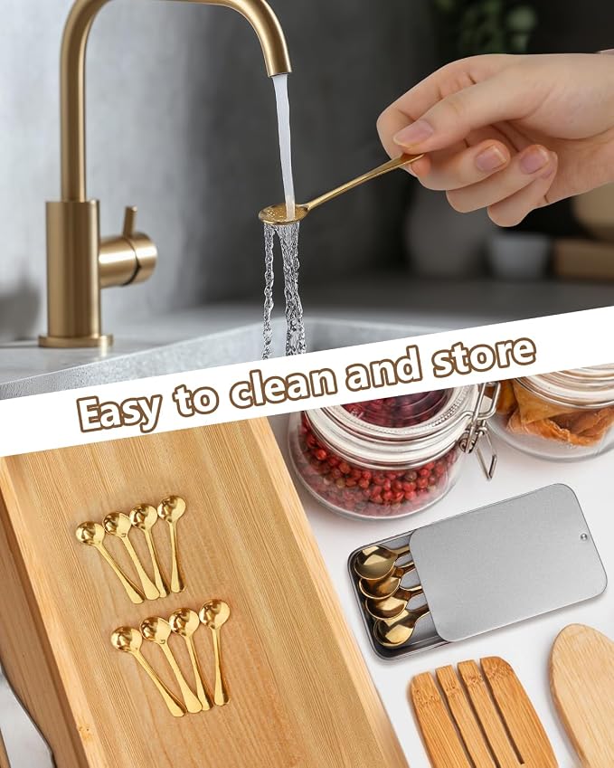 8PCS Tiny Spoons - Mini Stainless Steel Spoons 2.9 inch for Salt Jars Spice Jars, SUS 304 Food Grade Seasoning Spoon for Powder Spices, Pepper, Sugar, Coffee
