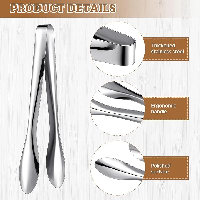 2 Pack Polished Stainless Steel Serving Tongs 12 Inch Metal Food Silver Tong for Buffet Salad BBQ Grilling Heavy Duty Kitchen Utensils for Cooking Catering Wedding Party
