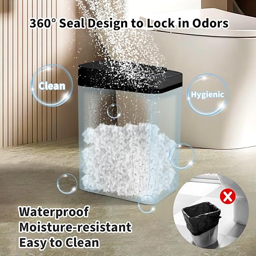3 Pack Bathroom Trash Can with Lid, 2.5 Gallon Small Slim Trashcan, Automatic Trash Can Touchless, Motion Sensor Waterproof Plastic Trash Bin for Bedroom Kitchen Office Living Room (Black)