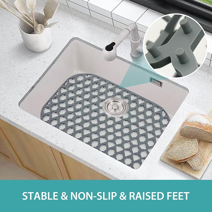 Silicone Kitchen Sink Protectors Mats - 12" 13" 14" 16" 18" 19" 21" 22" 24" 25" 26" 28" 30", Heat Resistant, Machine-wash (16.7”x12.5”)