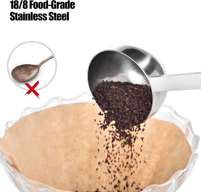 Doosu Metal 6.9in Long Handle Coffee Scoop for Ground Coffee (2 Tbsp) | Food-Grade 18/8 Stainless Steel Measuring Spoon, Tablespoon Scooper for Coffee Beans, Espresso, Protein Powders, Tea, Sugar
