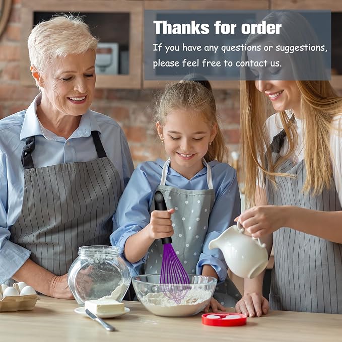 OYV Purple Silicone Whisk Set of 3, 8/10/12 Inch, Dishwasher Safe | Sealed Waterproof Handles, Non-Scratch Silicone-Coated Wires, Nonstick-Safe, Durable Stainless Steel Cores, Easy To Clean