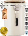 Veken Coffee Canister,39OZ, 2.2lbs,Large Airtight Stainless Steel Container | Gifts, Kitchen Food Storage Jars for Beans, Ground, Espresso, Rice, Tea, Sugar, Cereal, Cookie, Lids,Scoop,Cream