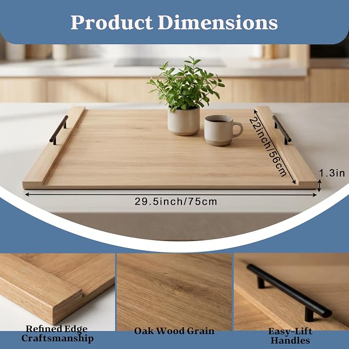 Oak Wood Stove Top Cover for Gas & Electric Range | 30"x22" Farmhouse Noodle Board with Handles | RV Kitchen Workspace Saver