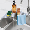 HANZENMA Triangular Sink Rack, Multi-Functional Rack Above the countertop, Foldable Sink Drying mat, Heat-Resistant, Non-Slip, and Rust-Proof Dish Rack (Gray)