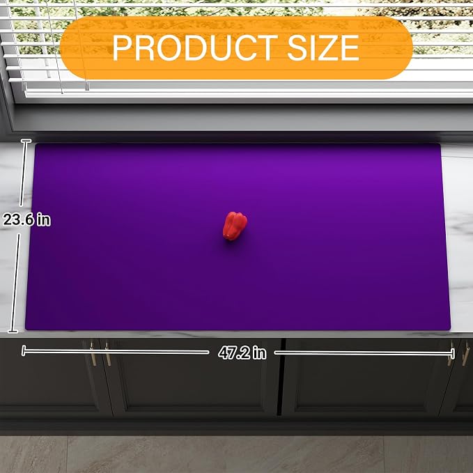 Silicone Protector Mat 47x24 Inch,Purple | 1.3mm silicone mat, heat resistant, non-slip & waterproof. Ideal for baking, painting, resin, welding and table protection.