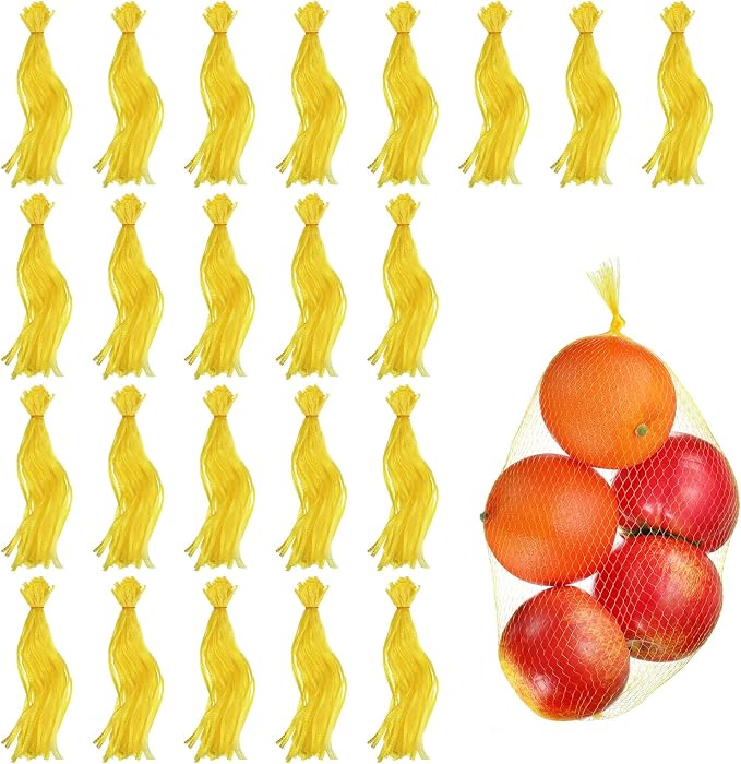 uxcell 150pcs Egg Hatching Bags, 16 Inch Mesh Nylon Netting Reusable Produce Mesh Bags Strong Stretchable Plastic Seafood Boil Bags for Fruits Vegetables Storage, Yellow