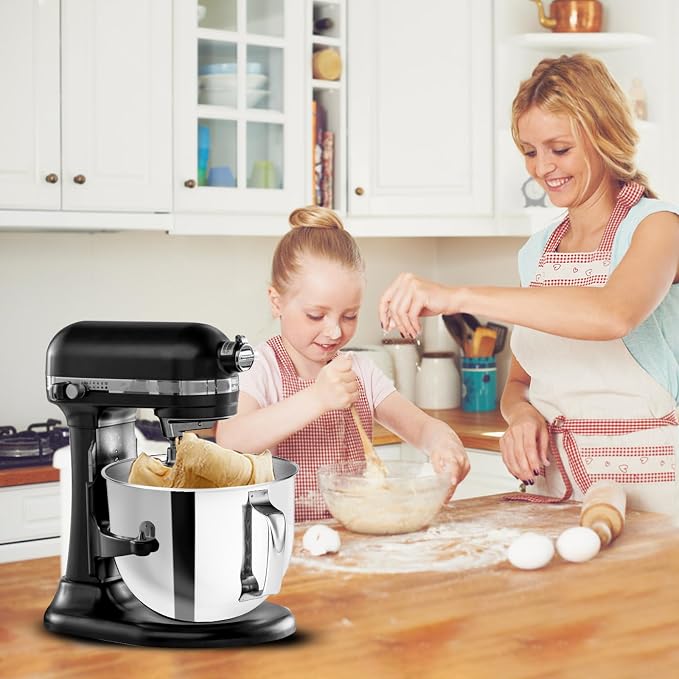 7QT Stainless Steel Mixer Bowl for KitchenAid Bowl Lift Mixer | 304 Stainless Steel, Food Grade, Dishwasher Safe, Handle Design, Large Capacity Mixing Bowl for Baking & Cooking