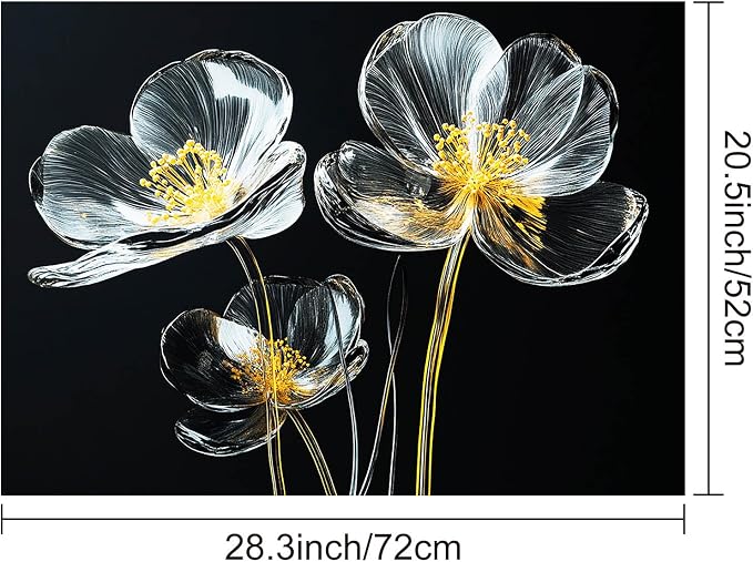 HOMETITUTE Elegant Glass Blossom Stove Top Cover 28x20 Diatomite Mat
