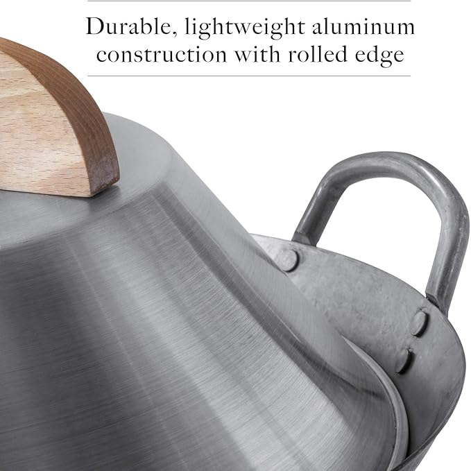 Aluminum Wok Dome Cover for 14" Hand Hammered Wok, 13 inch Flat Wok Lid