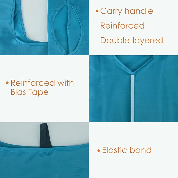 BeeGreen Reusable Grocery Bags Lake Blue Kitchen Bags Bulk Foldable-Machine Washable with Zipper Storage Pouch 50 Packs