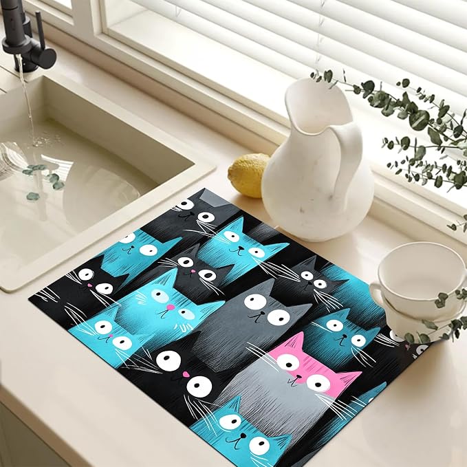 HOMETITUTE Stove Top Cover 28x20 Colorful Cat Heat Resistant Mat