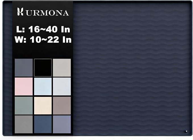 URMONA 34'' x 22'' Waterproof Silicone Under Sink Mat Cabinet and Counter Protector, Shelf Liner for Kitchen and Bathroom, Storage and Organizers, Litter Mat, Pet Cat Puppy Essentials(Slate)