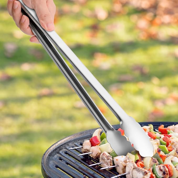 17" Extra Long Metal Tongs,Grilling Tongs,Stainless Steel Tongs for Cooking | Heat Resistant Heavy Duty Grill Tongs BBQ Tongs for Cooking, Grilling, BBQ/Barbecue, Food (All Metal - 17")