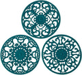 Extra Thick Silicone Trivet Mat for Hot Dishes, Hot Pots and Pans, Pot Holder, Hot Pad to Protect Your Table and Countertop, Kitchen Decor and Accessories,Teal, Set of 3