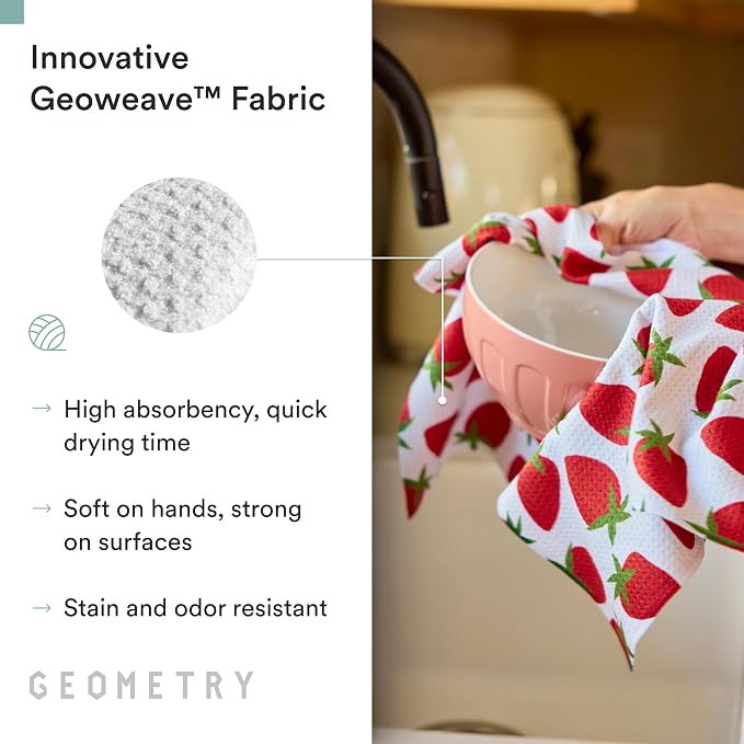 GEOMETRY Spring Kitchen Towels - Quick Dry Microfiber Cloth Spring & Summer Dish Towels for Kitchen Drying - Premium Quick Dry Towel - Pear Slices, 18" x 30" - 1-Pack