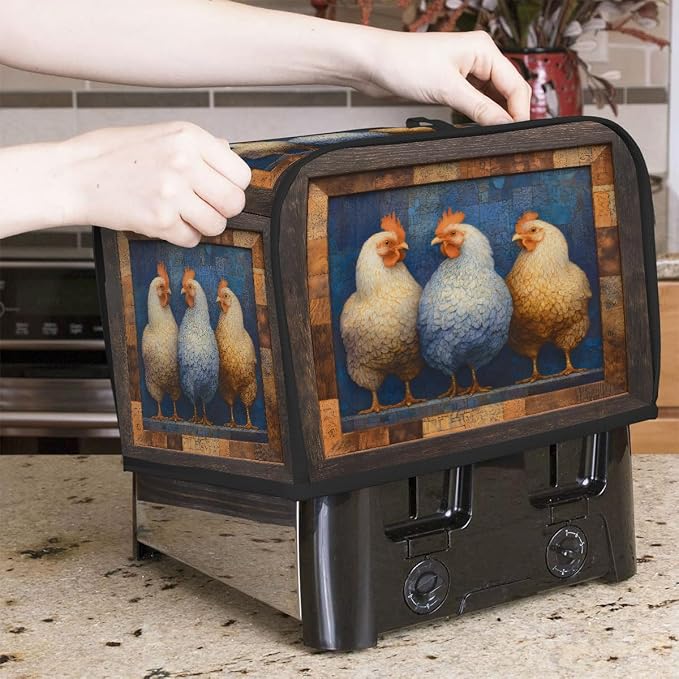 2 Slice Toaster Cover Rooster Animal Funny Toaster Covers Two Slice Wide Slot Waterproof and Dustproof Covers for Wide Slot Toasters and Small Appliances Kitchen Decor Gifts