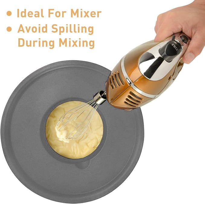 Wildone Mixing Bowls with Airtight Lids Set, 5PCS Stainless Steel Nesting Bowls Set for Kitchen, with Grater Attachments & Non-Slip Bottoms, Size 5, 3, 2, 1.5, 0.63 QT, Great for Baking & Serving